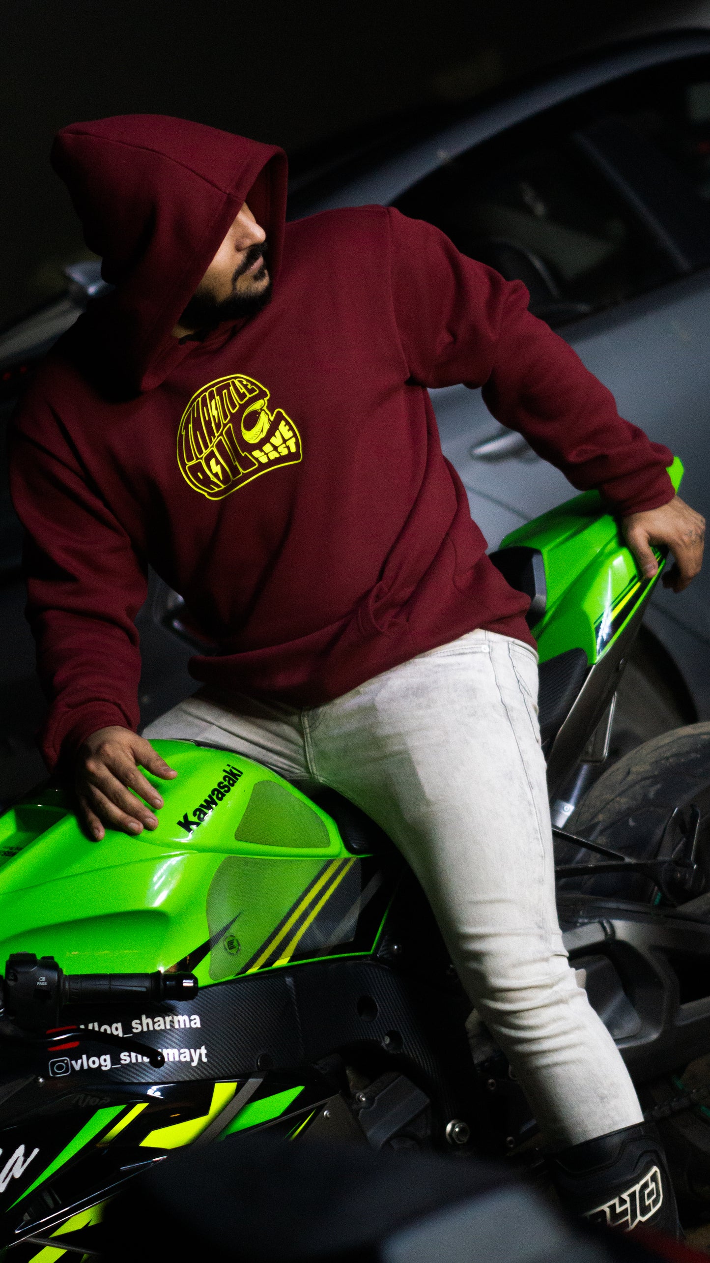 Biker Red Oversized Hoodie - Throttle Out