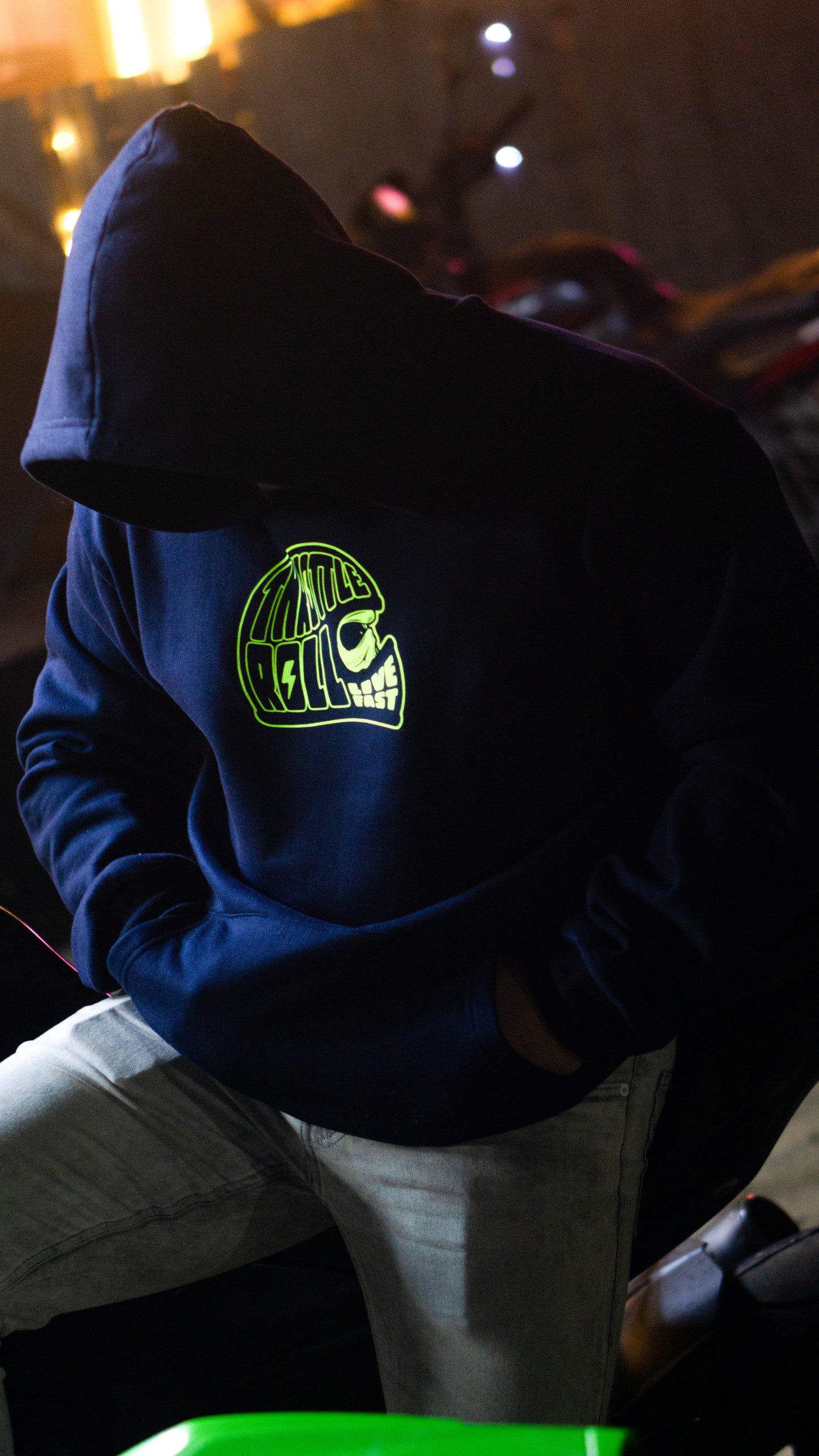 Men's Blue Oversized Hoodie - Throttle Out