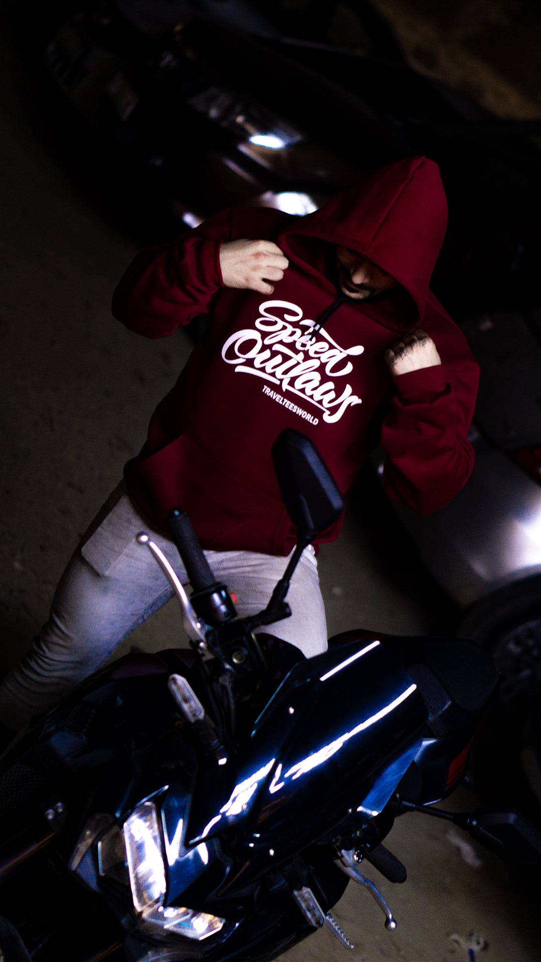 Biker Red Oversized Hoodie - Speed Outlaw