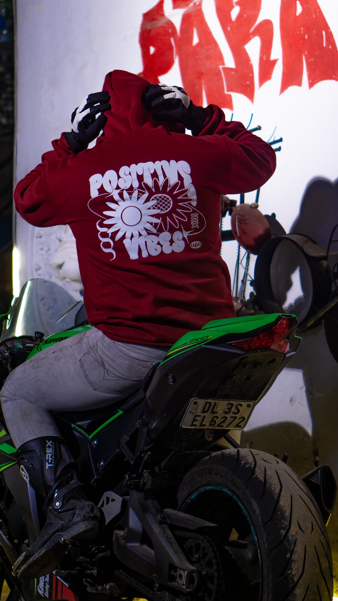 Biker Red Oversized Hoodie - Speed Outlaw