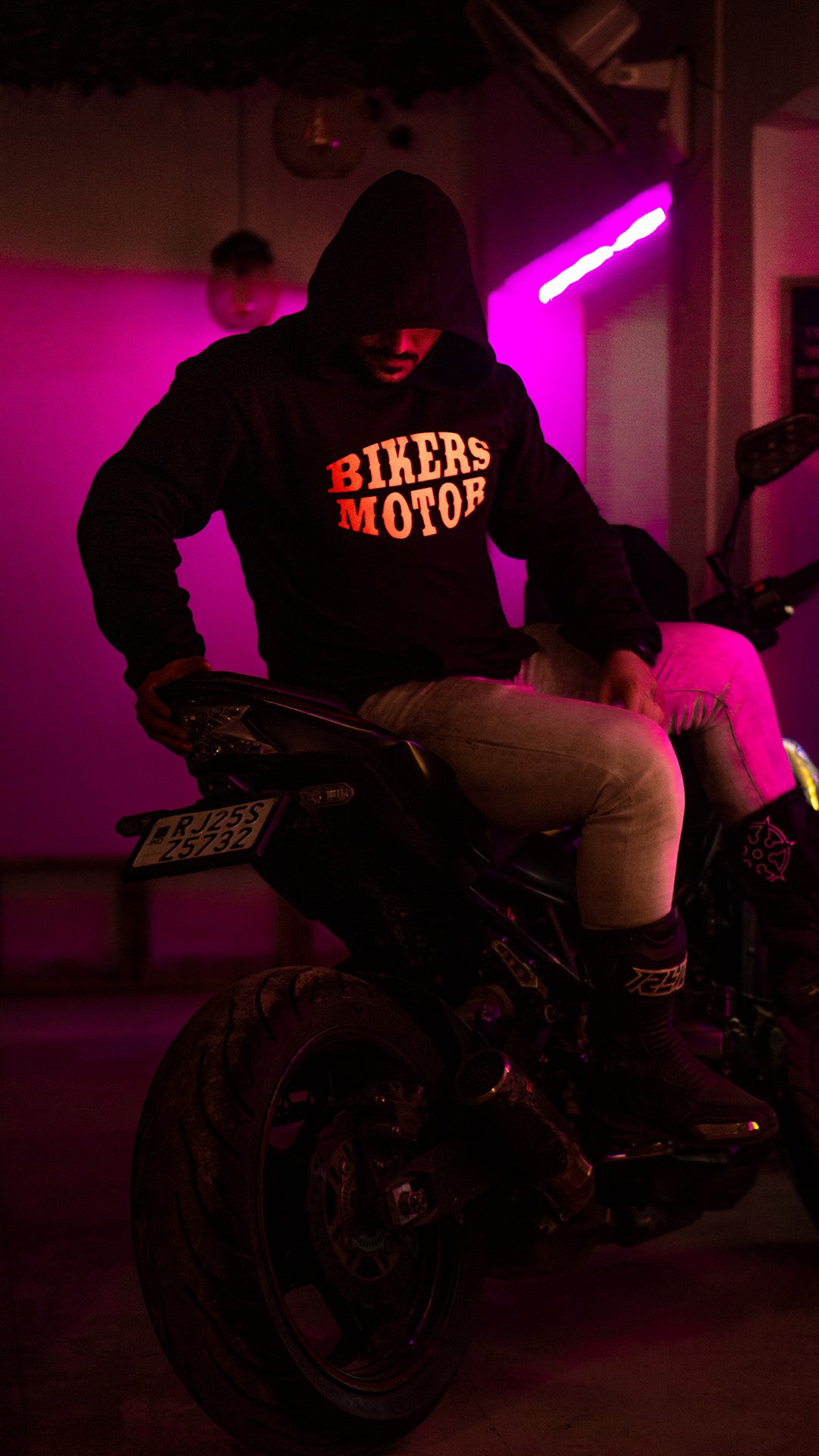 Men's Black Oversized Hoodie - Bikers Motors