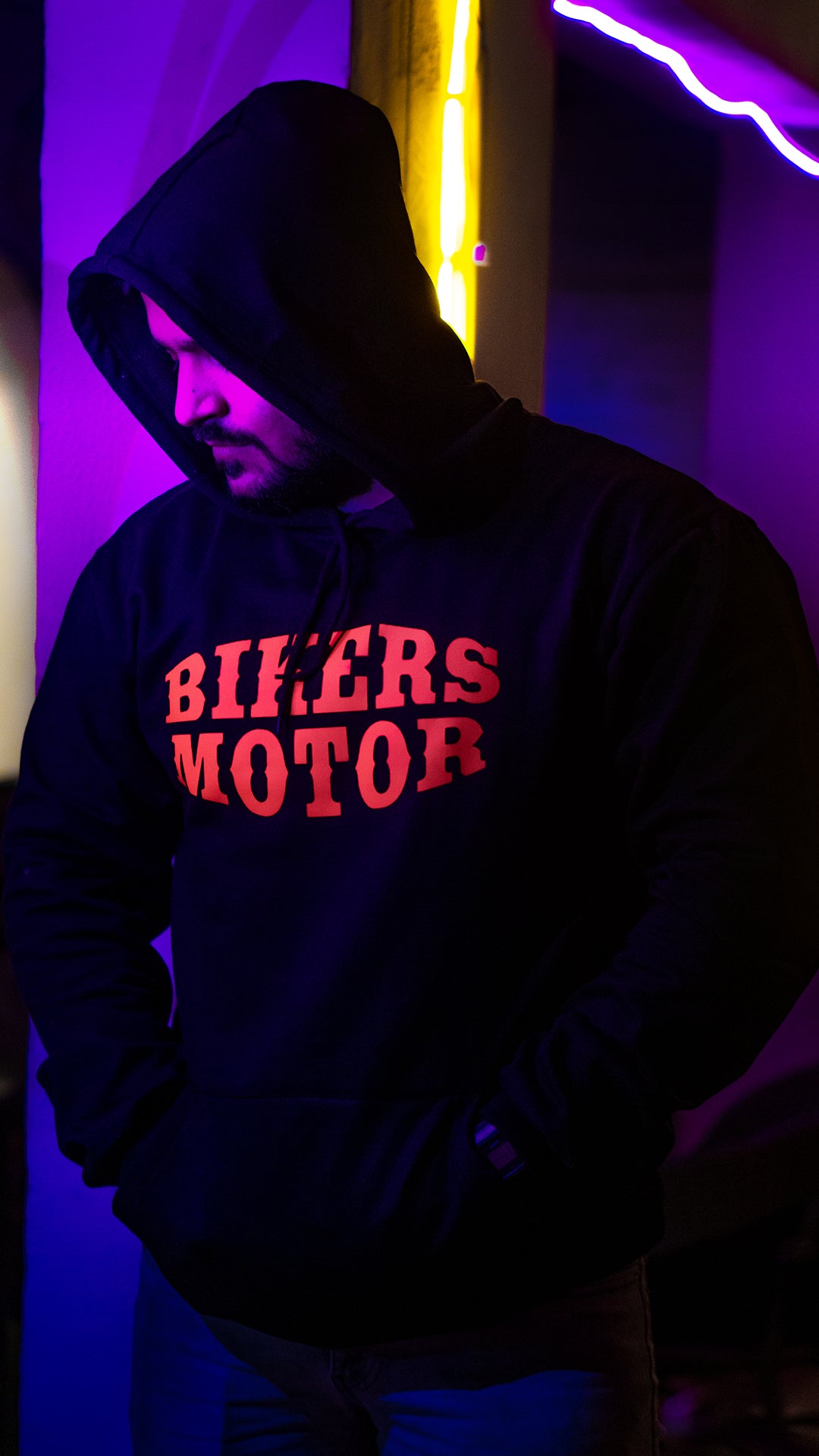 Men's Black Oversized Hoodie - Bikers Motors